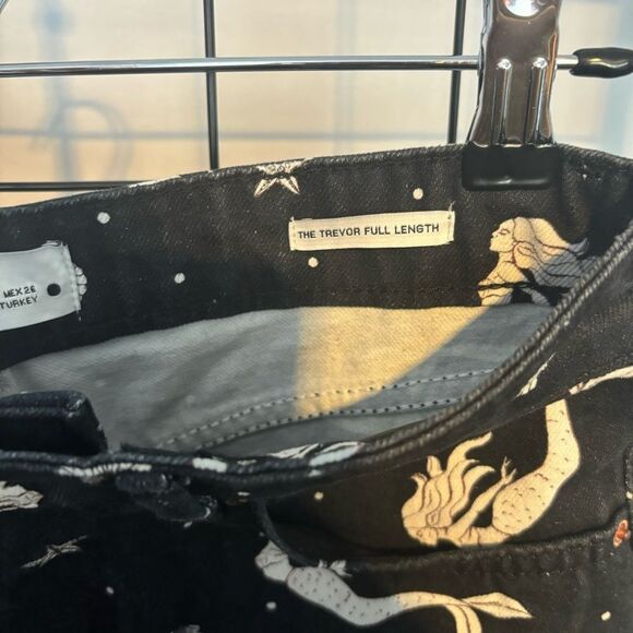 Zara The Trevor full length Off the Seas Black Jeans with White Mermaid Print - Picture 7 of 9